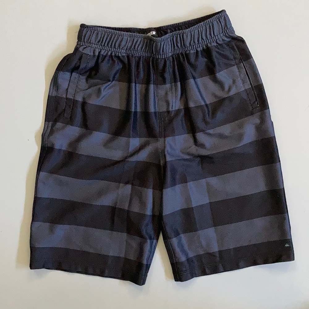 Boy’s black and gray striped athletic shorts
